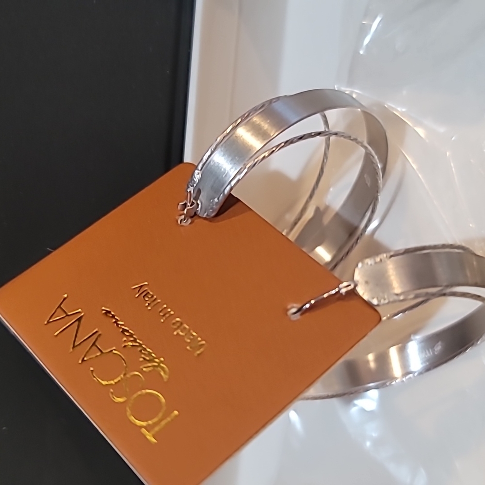 Toscana Italiana Diamond Cut & Setosa Finish Triple Row 1.75" Hoop Earrings